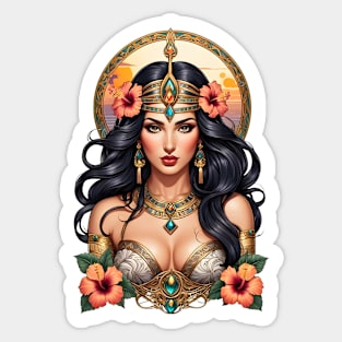 Cleopatra Queen of Egypt retro vintage floral design Sticker